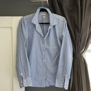 J Crew blue/white striped shirt.